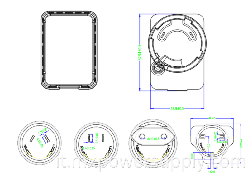 Universal 7.5V1.6A 12W 6V2A 9V1.5A 12V1.25A Adattatori di alimentazione universali con tappi rimovibili